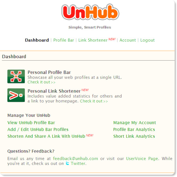 http://unhub.com/a/dashboard
